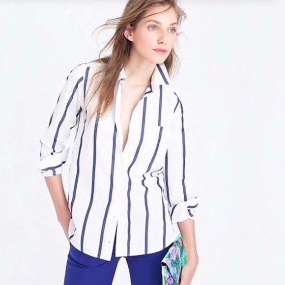 J. Crew Tops - J. Crew | Boy Button Down Shirt in Bold Stripe 6